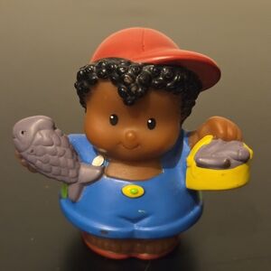 Little People Boy Michael Holding Fish & Basket Fisherman Figurine